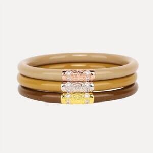 NEW BUDHAGIRL three kings all weather bangles in gold/oro